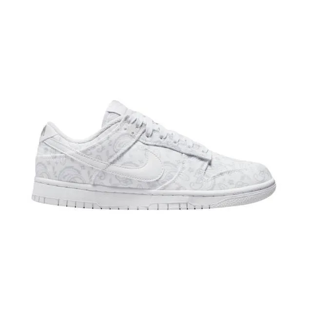 Nike women's dunk low (white paisley/ white/ grey fog white) sizes 6-10 dj9955-100