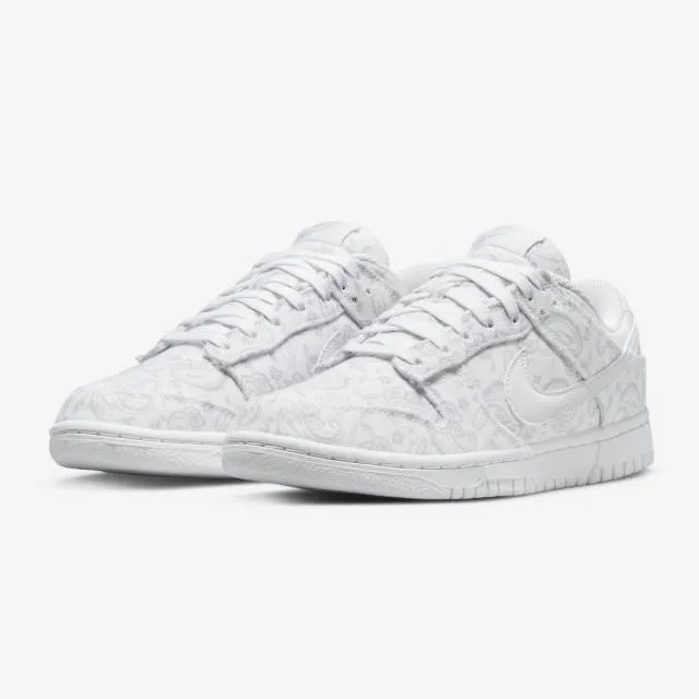 Nike women's dunk low (white paisley/ white/ grey fog white) sizes 6-10 dj9955-100