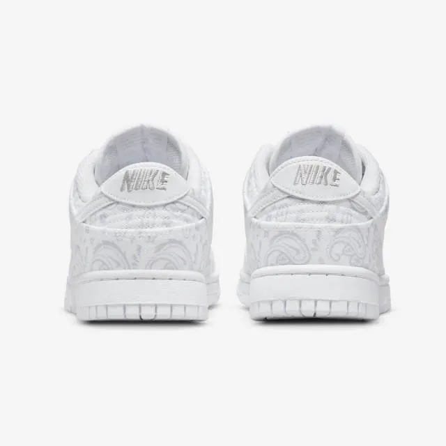 Nike women's dunk low (white paisley/ white/ grey fog white) sizes 6-10 dj9955-100