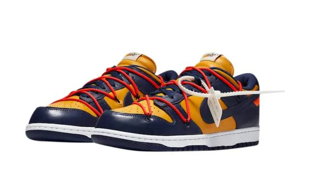 Off-white x nike dunk low university gold