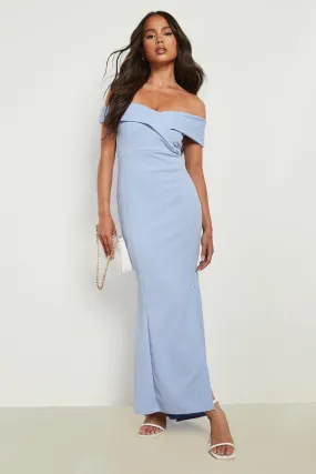 Petite Off The Shoulder Wrap Split Leg Maxi Dress