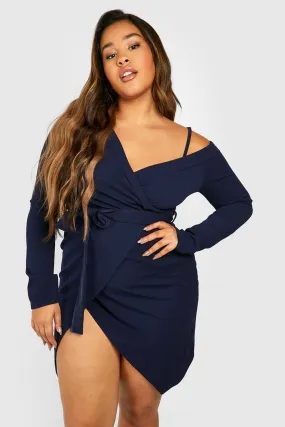 Plus Tie Belt Wrap Dress