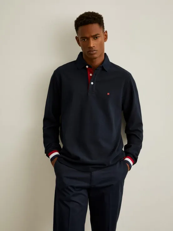 Regular fit long sleeve polo