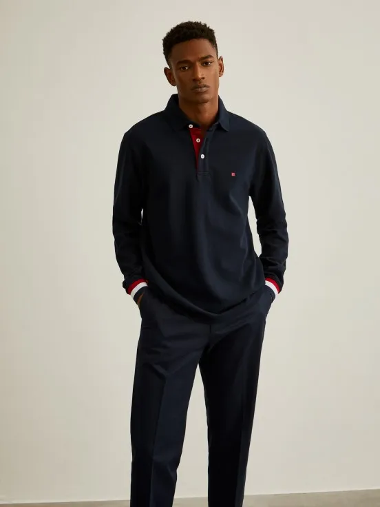 Regular fit long sleeve polo