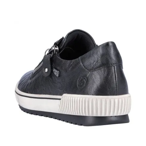 Remonte D0700-00 | Maditta | Black Leather | Water Resistant | Womens Casual Trainers