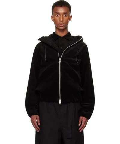 Sacai Black Corduroy Hoodie