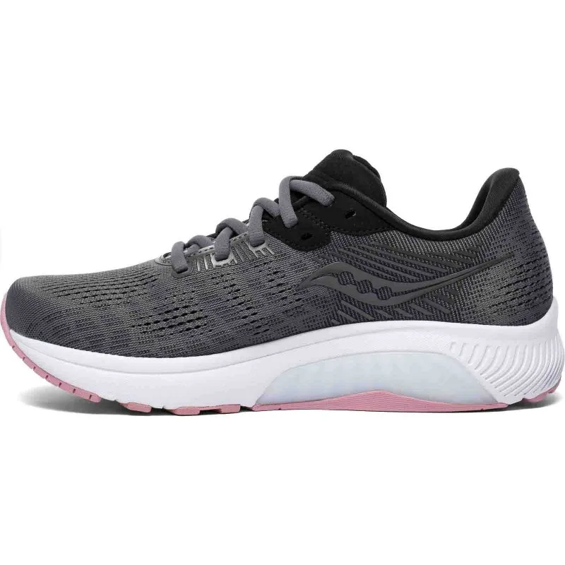 SAUCONY GUIDE 14 CHARCOAL/PINK FOR WOMEN'S