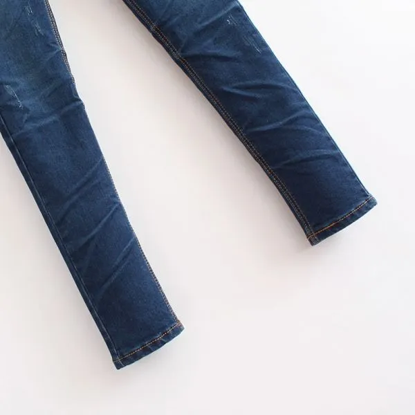 Skinny Jeans for women with tie dye fabric pocket - Denim blue