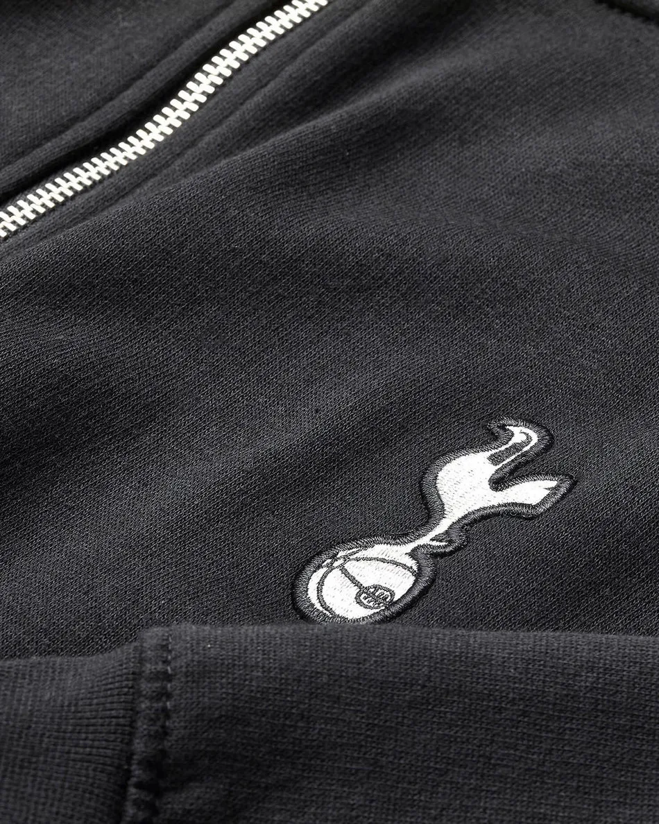 Spurs Mens Black Essential Full Zip Hoodie