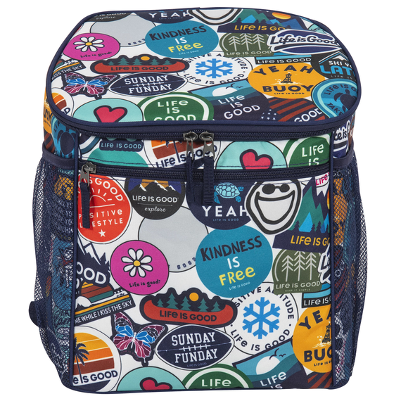 Sticker Print 30-Can Backpack Cooler