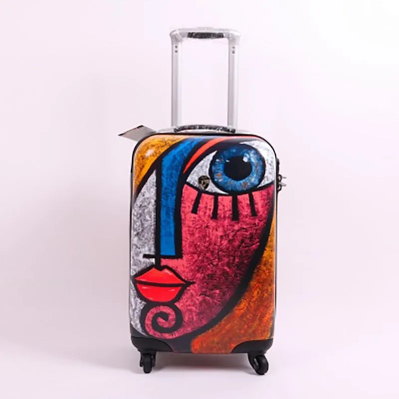 Unisex 20 Inch Fashion Abstract Art Rolling Luggage Suitcase Trolley Bag