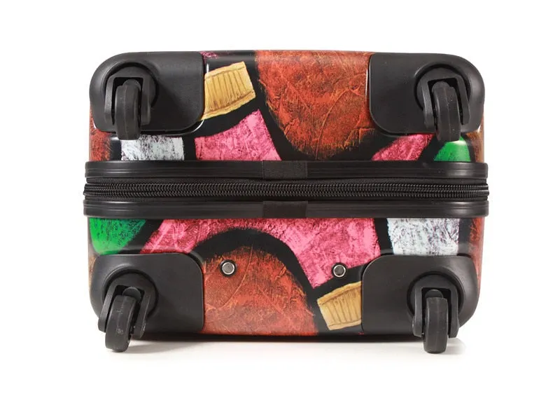 Unisex 20 Inch Fashion Abstract Art Rolling Luggage Suitcase Trolley Bag