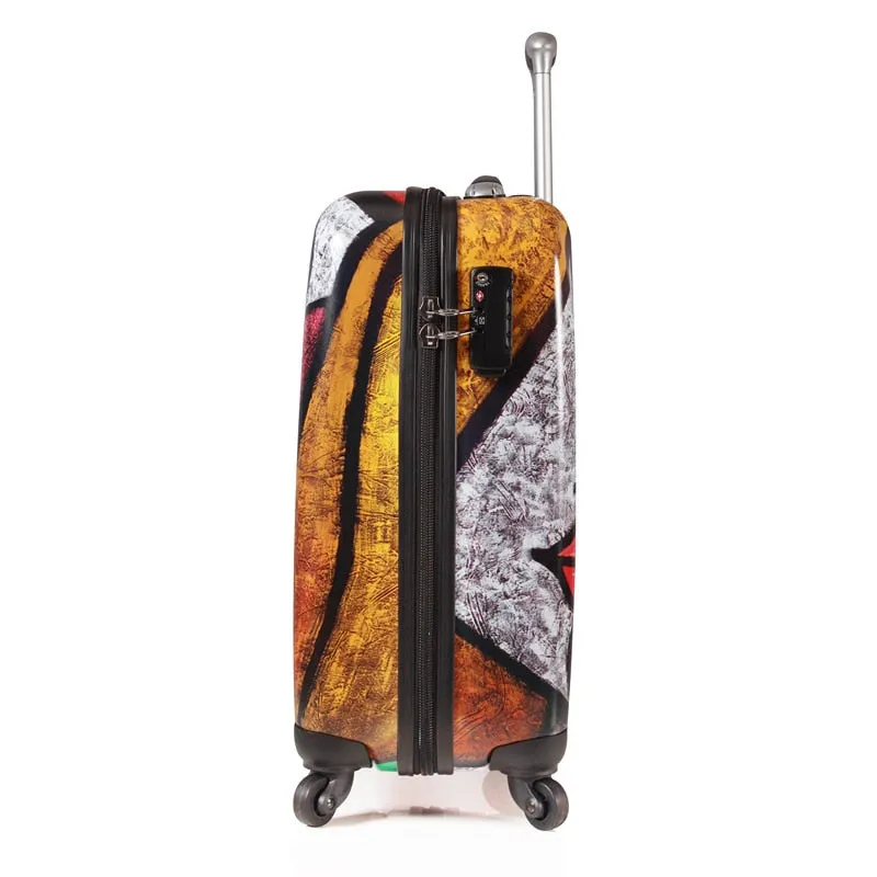 Unisex 20 Inch Fashion Abstract Art Rolling Luggage Suitcase Trolley Bag