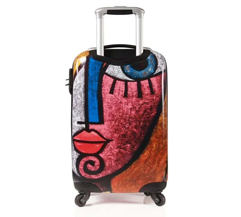 Unisex 20 Inch Fashion Abstract Art Rolling Luggage Suitcase Trolley Bag