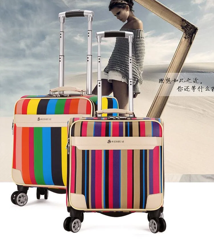 Unisex Synthetic Leather Password Rolling Luggage Trolley Suitcase