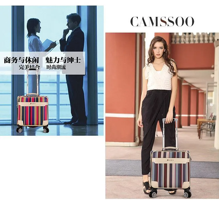 Unisex Synthetic Leather Password Rolling Luggage Trolley Suitcase