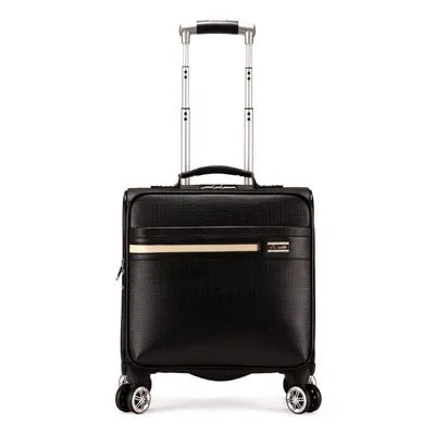 Unisex Synthetic Leather Password Rolling Luggage Trolley Suitcase