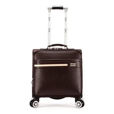 Unisex Synthetic Leather Password Rolling Luggage Trolley Suitcase