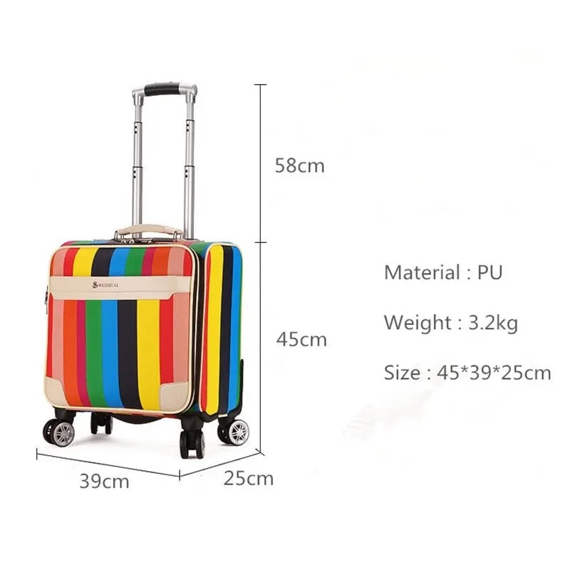 Unisex Synthetic Leather Password Rolling Luggage Trolley Suitcase