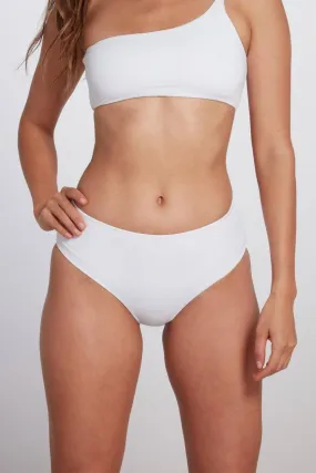 White Mid Rise Bikini Bottom