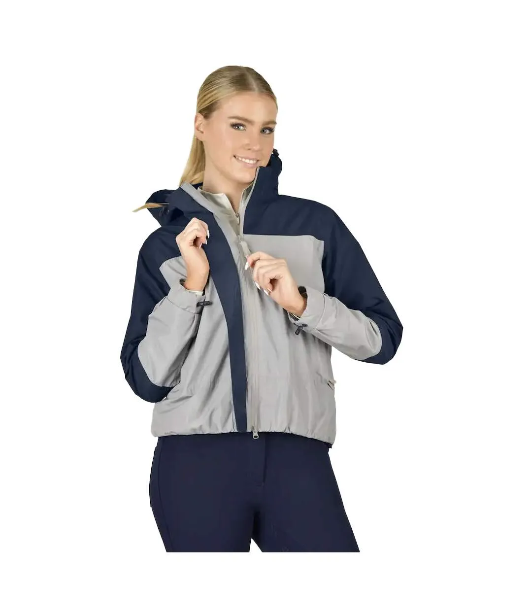 Womens/ladies crissy colour block waterproof jacket gull grey/academy navy Dublin