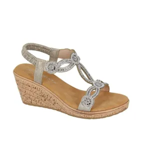 Womens/ladies ora jewelled sandals pewter Cipriata