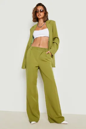 Wrap Waistband Wide Leg Dress Pants