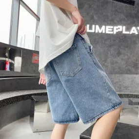 Xituodai 2022 Summer New Men Baggy Thin Denim Shorts Korean Fashion Cotton Elastic Waist Drawstring Oversize Short Jeans Black B